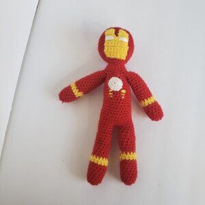 Handmade Iron Man Marvel Crochet Vintage Stuffy Stuffed Plush Doll Superhero